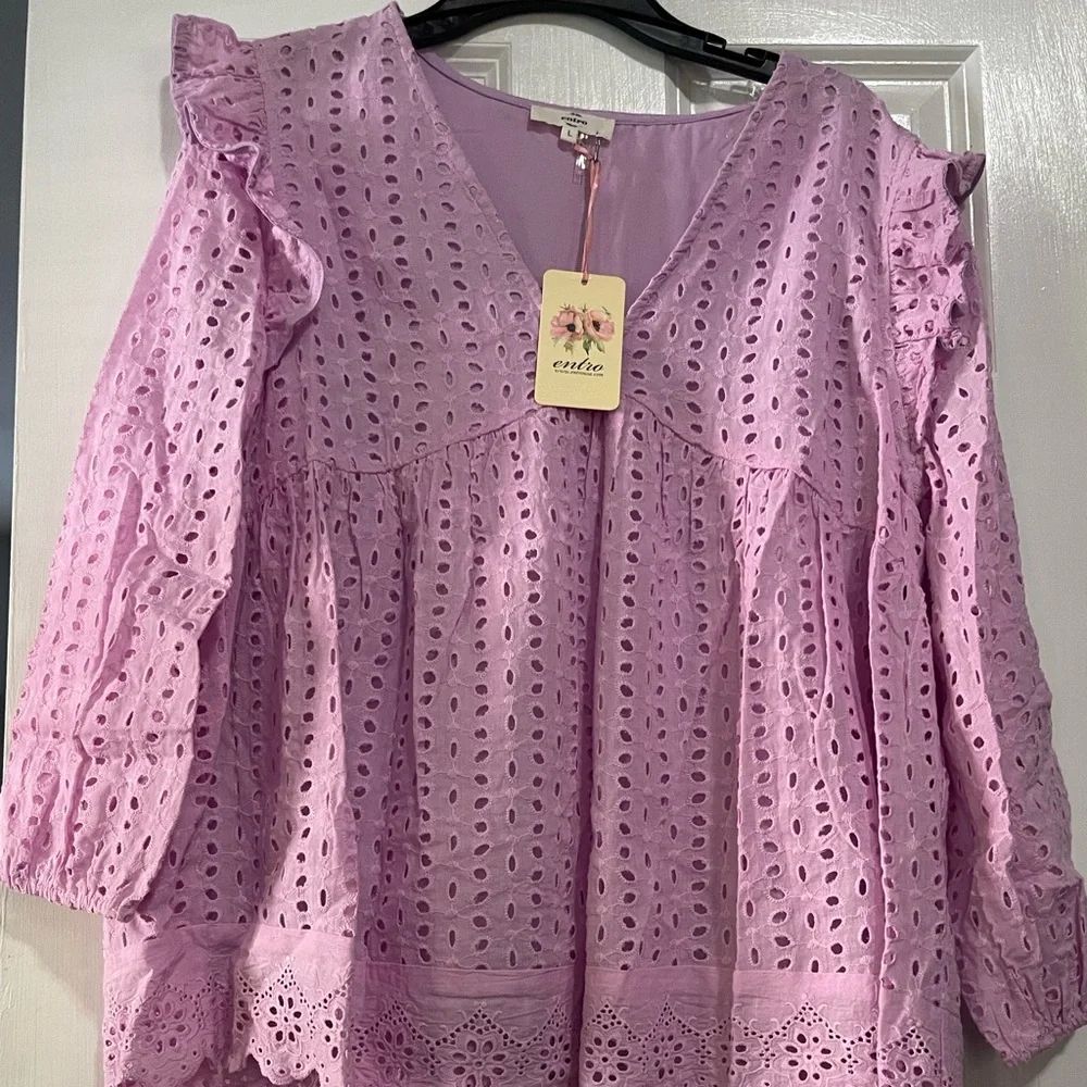 Entro Lilac Eyelet Blouse - Picture 1 of 1